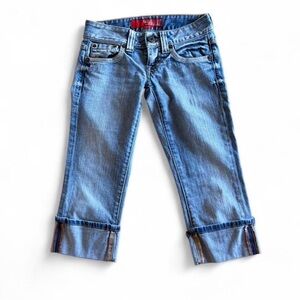 Vintage Guess Light Blue Women's Crop Capri Jeans